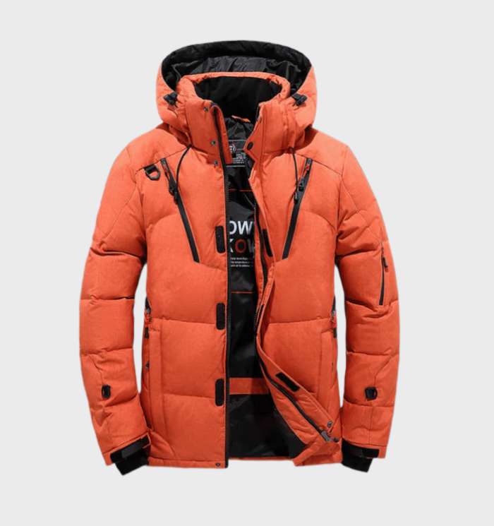 Gevoerde winterjas heren oranje