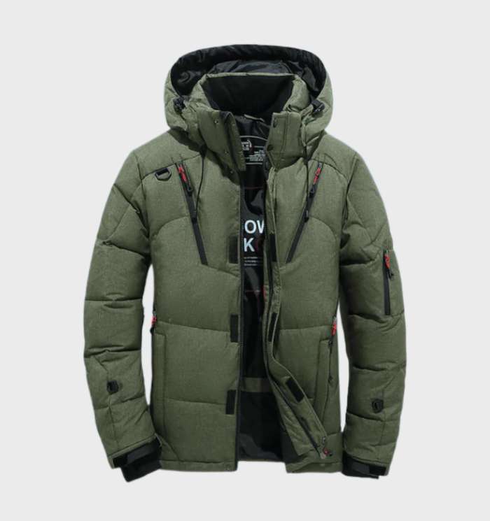 Gevoerde winterjas heren groen