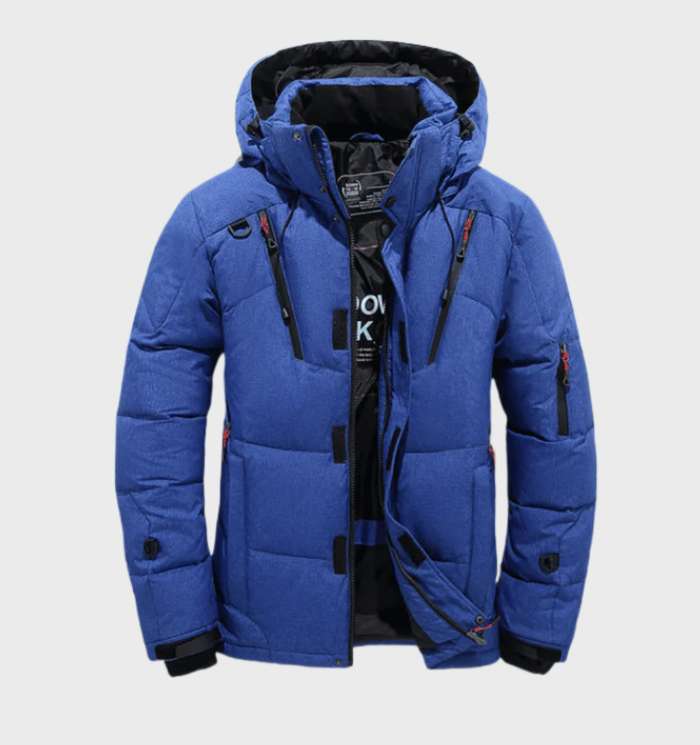 Gevoerde winterjas heren blauw