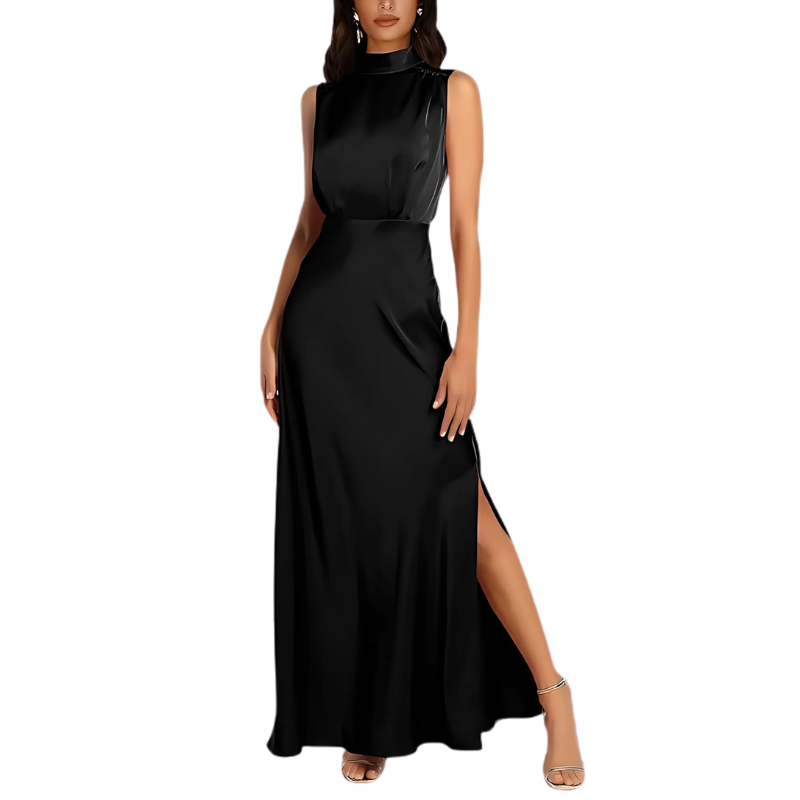 Elegante effen zomerjurk mouwloos dames zwart voor