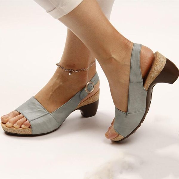 Comfortabele sandalen met lage hak dames grijs