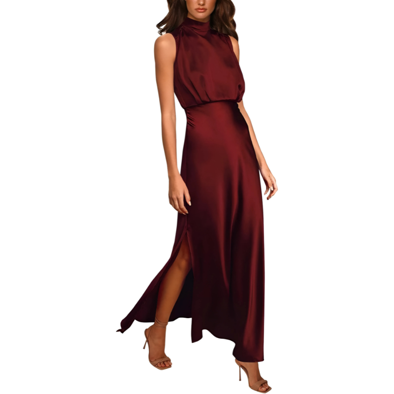 Elegante effen zomerjurk mouwloos dames rood