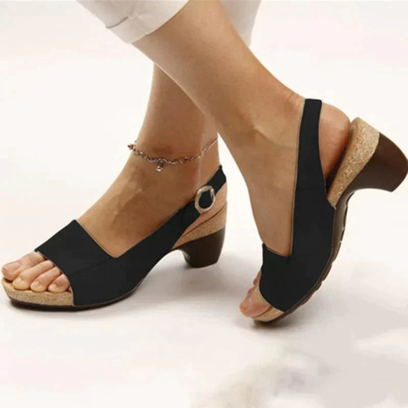 Comfortabele sandalen met lage hak dames zwart