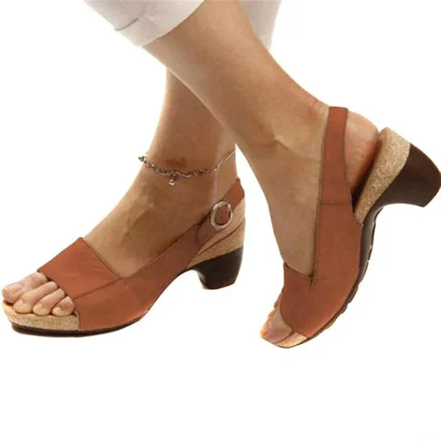 Comfortabele sandalen met lage hak dames bruin