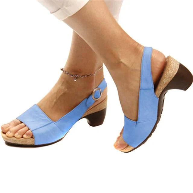 Comfortabele sandalen met lage hak dames blauw