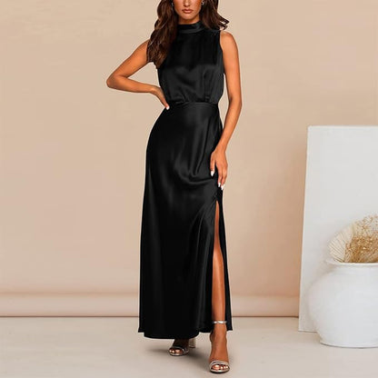 Elegante effen zomerjurk mouwloos dames zwart voor