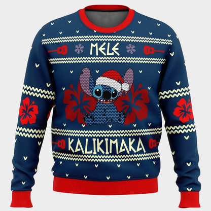 Heren kersttrui blauw