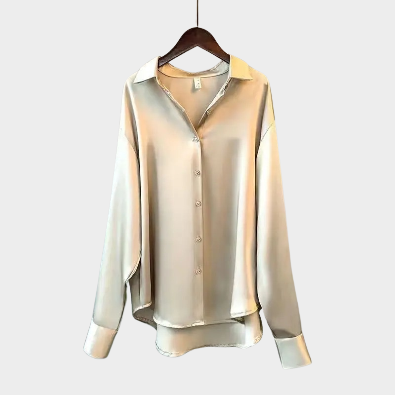 Satijnen dames blouse champagne