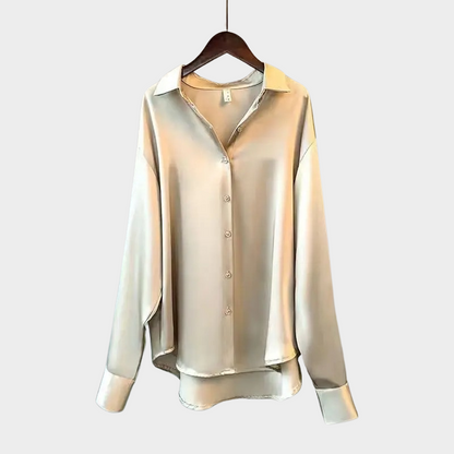 Satijnen dames blouse champagne