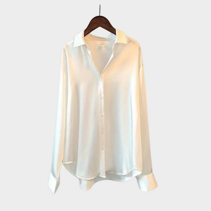 Satijnen dames blouse wit