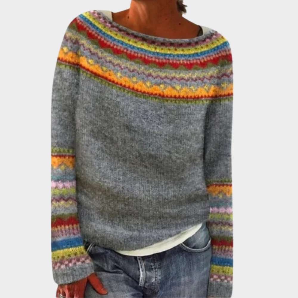 Kleurrijke trui voor dames grijs